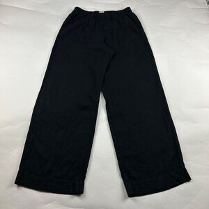 A New Day Black Linen Blend Pull On Wide Leg Pants S